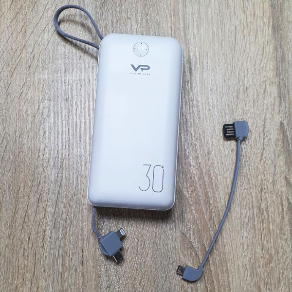 Powerbank Портативный Повербанк Veron 30000mAh Пауэрбанк для зарядки телефона Micro Type-c Lightning павербенк