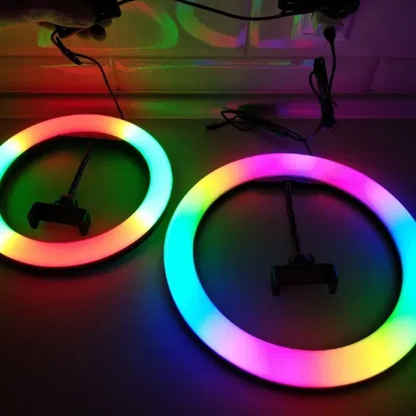 Кольцевая светодиодная цветная лампа RGB LED MJ38 Набор блогера селфи кольцо со штативом 38 см