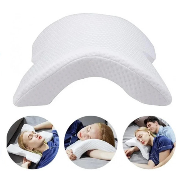 Ортопедическая Подушка туннель с памятью Memory Foam Pillow с тоннелем для руки для шеи с пеной Белая