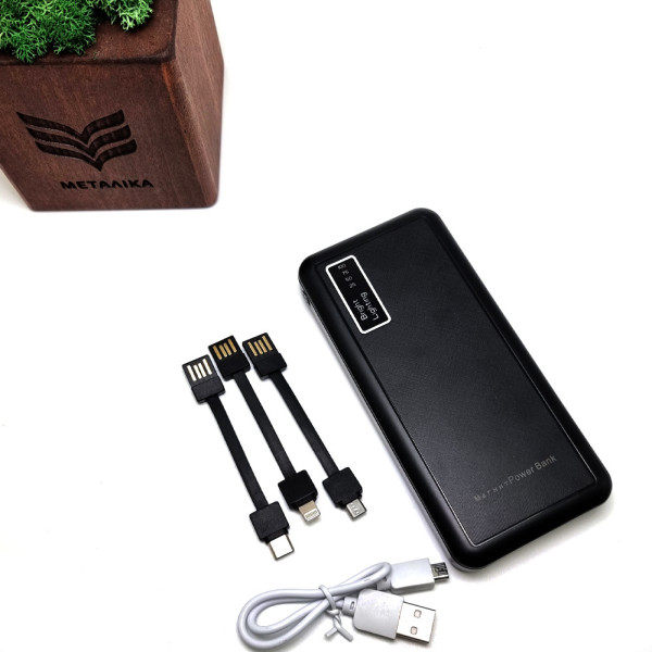 Аккумулятор внешний 10000 mah универсальный Портативное зарядное power bank 3 в1 МАГНИТ 3в1+фонарик павер банк