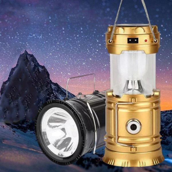 Ручной фонарь SH-5800T на солнечной батарее 1W+6LED лампа для кемпинга компактная с зарядкой от USB