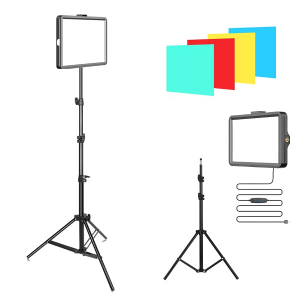 Прямоугольная светодиодная лампа 15х10 см Square Fill Light с цветными фильтрами и штативом 2м для фото видео