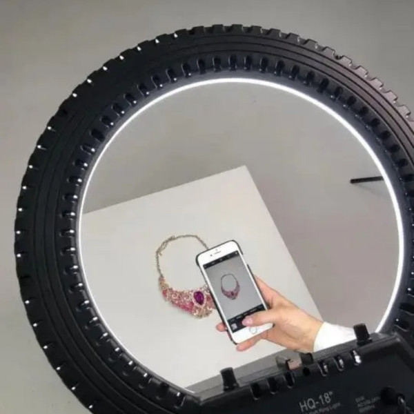 Кольцевая светодиодная лампа HQ18 45см с держателем для телефона LED 55Вт для фото и видео съемки