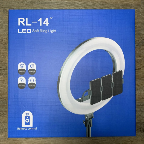 Кольцевая светодиодная LED лампа Ring Light RL-14 Набор блогера визажиста для фото и видео Селфи кольцо 36 см