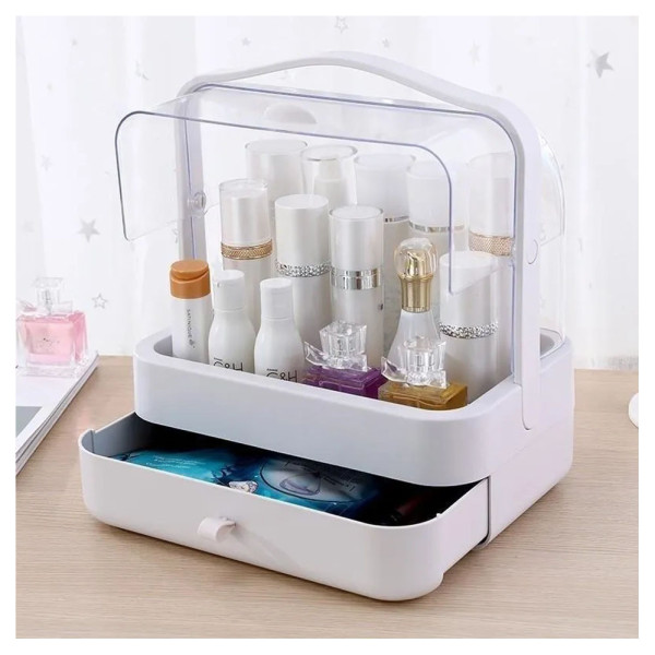 Органайзер стойка для косметики с защитой от влаги и пыли настольный Cosmetic Storage Box LD-388 Серый