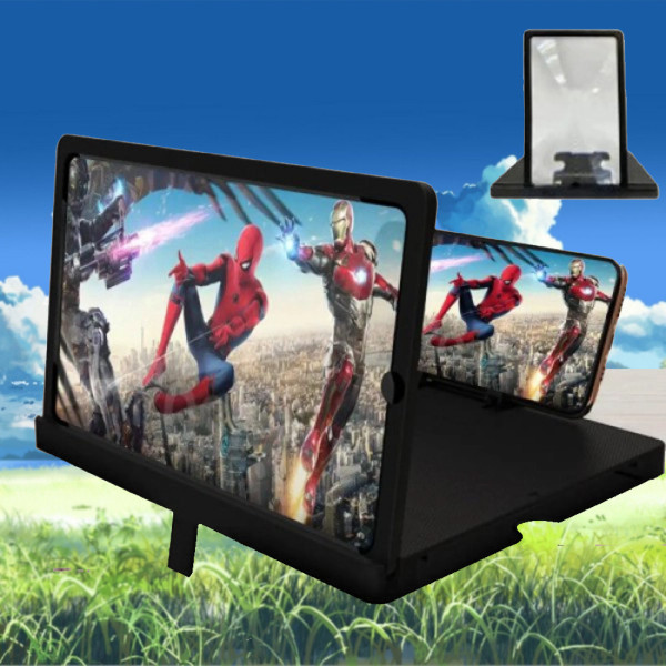 9D увеличитель экрана телефона стекло-подставка Enlarged screen F8 для мобильного 3D-лупа черная