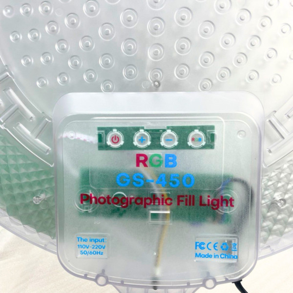 Круглая светодиодная лампа 45см RGB-LED Fill Light GS-450 цветная с пультом и штативом 2м для фото и видео Круглая светодиодная лампа 45см RGB-LED Fill Light GS-450 цветная с пультом и штативом 2м для фото и видео