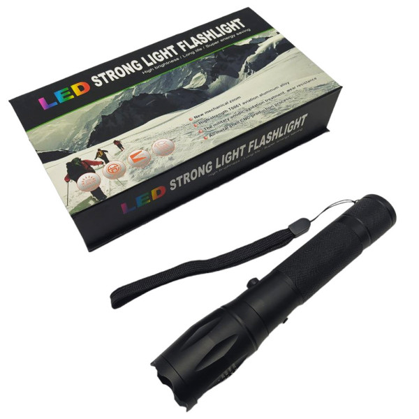 Фонарь ручной аккумуляторный STRONG LIGHT FLASHLIGHT 6061 фонарик с фокусировкой луча в металлическом корпусе