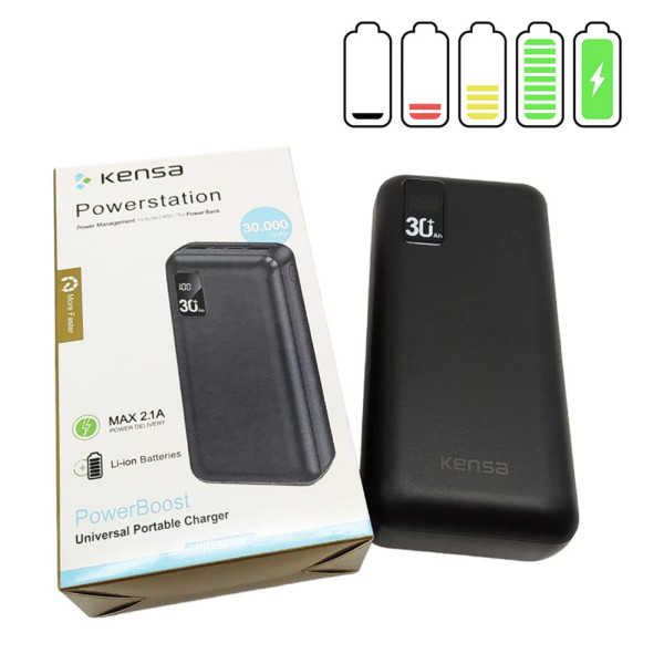 Повербанк 30000mAh KENSA KP-52 портативный внешний аккумулятор 30000 с micro-USB/Type-C