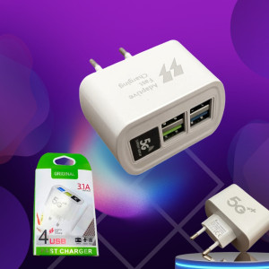 Адаптер питания FAST CHARGER 3.1А 5G быстрой зарядки на 4 USB порта