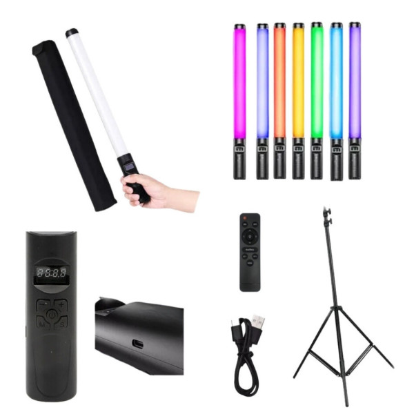 Лампа Led різнобарвна палиця RGB Stick зі штативом 2м для фото відео Селфі і блогерів жезл з пультом