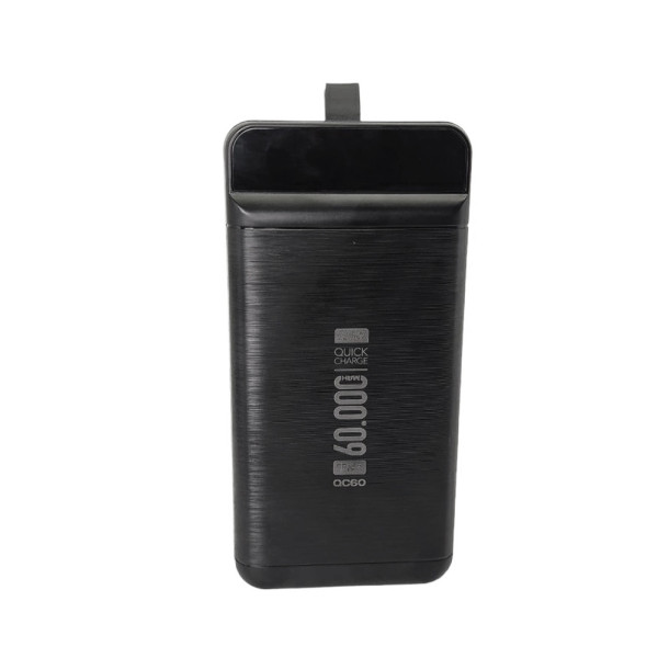 Повербанк QC60 60000 мАч Powerbank для зарядки телефона мощный Lightning Type-C Micro USB с фонариком