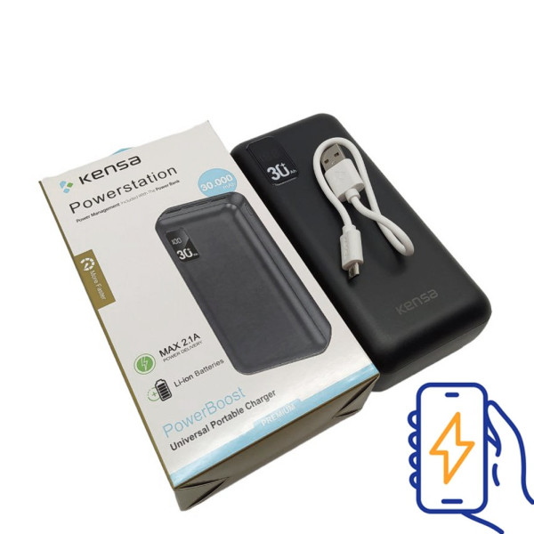Повербанк 30000mAh KENSA KP-52 портативный внешний аккумулятор 30000 с micro-USB/Type-C