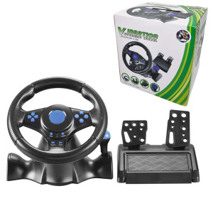 Игровой руль 3в1 c педалями газа и тормоза Vibration Steering wheel джойстик-руль универсальный