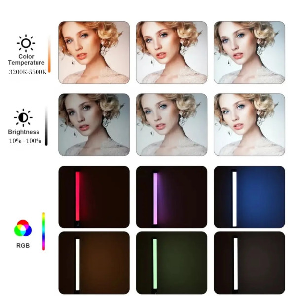 Лампа Led різнобарвна палиця RGB Stick зі штативом 2м для фото відео Селфі і блогерів жезл з пультом