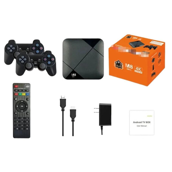 Игровая ТВ приставка консоль M8 mini 4K к Android телевизору с встроенным эмулятором ретро игр и джойстиками Игровая ТВ приставка консоль M8 mini 4K к Android телевизору с встроенным эмулятором ретро игр и джойстиками