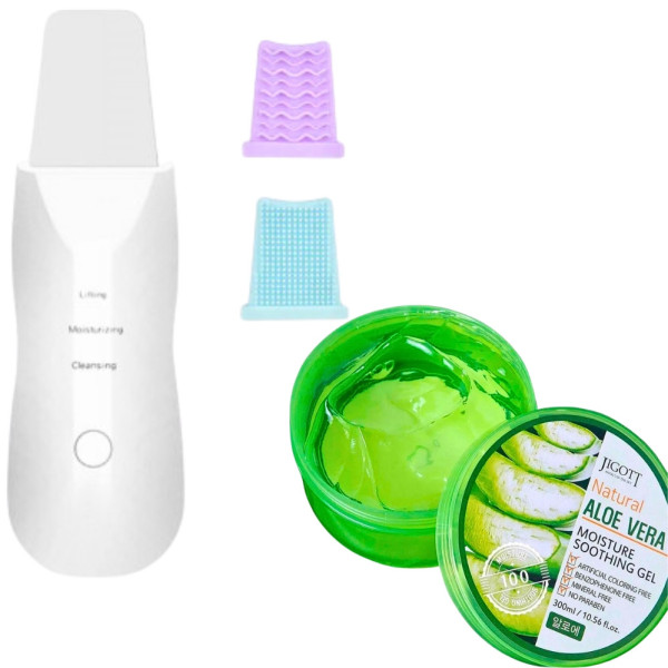 Скрабер ультразвуковой в комплекте с гелем с Aloe Vera набор для ухода за кожей