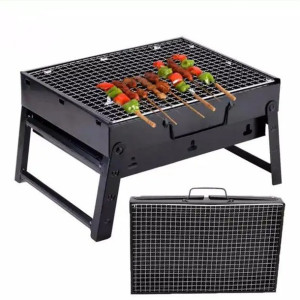 Мангал гриль чемодан складной переносной BBQ разборной портативный с решеткой для пикника 44х30х8см