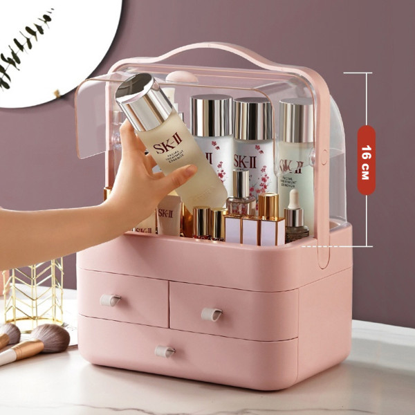 Органайзер для косметики настольный Двухъярусный бокс Cosmetic Storage Box LD-288 Розовый