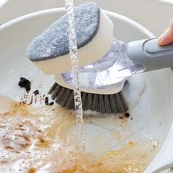 Двостороння щітка з дозатором для миття посуду Dish Wand Scrub Вrush 2в1 кухонна губка Двостороння щітка з дозатором для миття посуду Dish Wand Scrub Вrush 2в1 кухонна губка