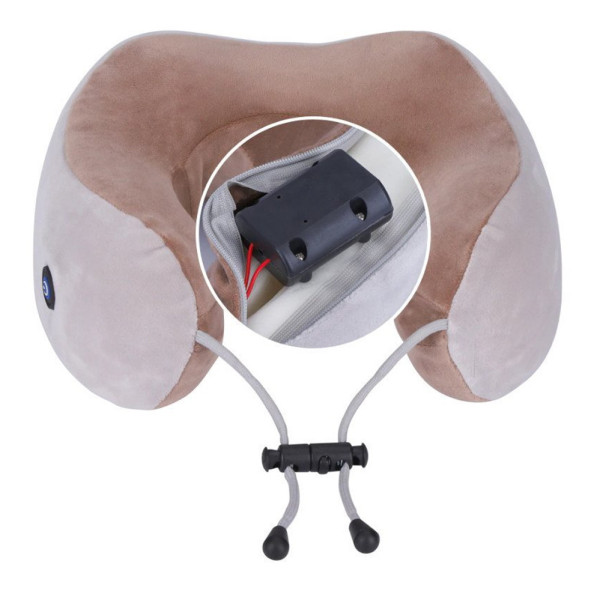Массажная подушка с вибрацией эффектом памяти подкова U-Shaped Upgrade Vibration Pillow виброподушка массажер