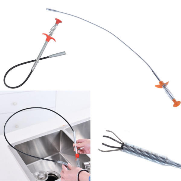 Висувний трос для чищення труб з щипцями інструмент для раковини кіготь від засмічень мийки та каналізації