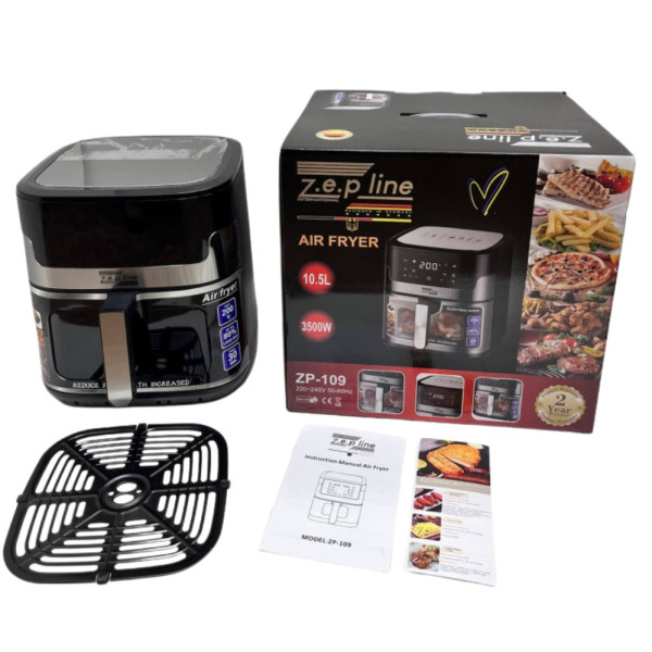 Фритюрниця без масла Zepline ZP-109 3500W сенсорна аерофрітюрниця мультипіч безмасляна 10,5л для дому Фритюрниця без масла Zepline ZP-109 3500W сенсорна аерофрітюрниця мультипіч безмасляна 10,5л для дому