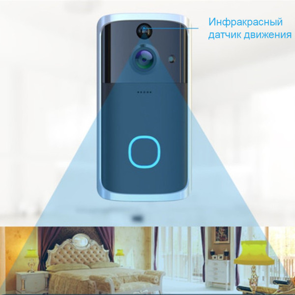 Беспроводной видеозвонок с датчиком движения HD Wi-Fi Eken V5 Black Bluetoth видео звонок глазок на дверь Беспроводной видеозвонок с датчиком движения HD Wi-Fi Eken V5 Black Bluetoth видео звонок глазок на дверь