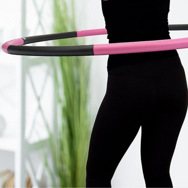 Обруч хулахуп складной массажный на 8 секций для фитнеса Hoola Hoop серо-розовый
