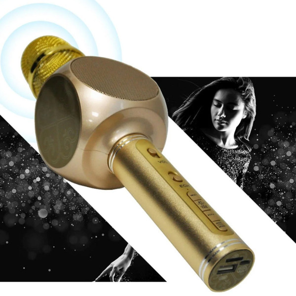 Караоке микрофон детский портативный беспроводной Bluetooth USB Золотой Gold Игрушка микрофоны для детей YS-63 Караоке микрофон детский портативный беспроводной Bluetooth USB Золотой Gold Игрушка микрофоны для детей YS-63