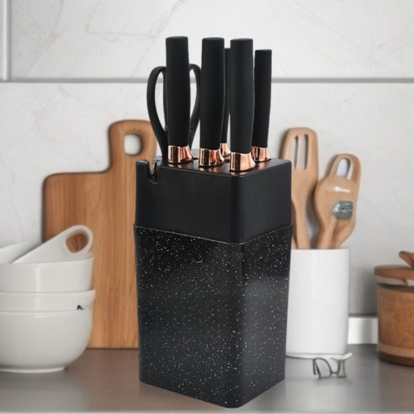 Набор кухонных ножей на подставке Knife Set 7 предметов из нержавеющей стали Набор кухонных ножей на подставке Knife Set 7 предметов из нержавеющей стали