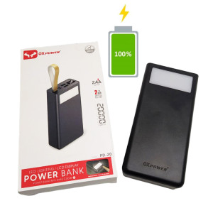 Power bank 20000 mAh Повербанк QX PD-20 внешний аккумулятор зарядное устройство для телефона с фонариком