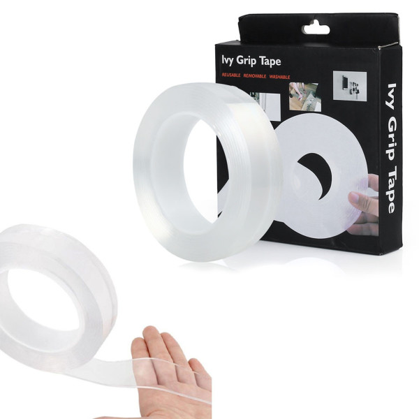 Липкая нано лента 5 м Ivy Grip Tape двусторонний моющийся многоразовый скотч без следов