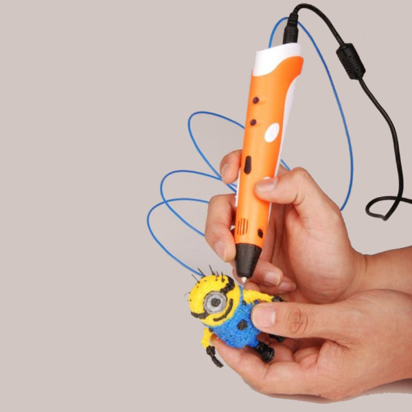 3D Ручка с пластиком 20 цветов Набор 3Д ручка 2-го поколения Pen 2 с дисплеем LCD Желтая Для детей