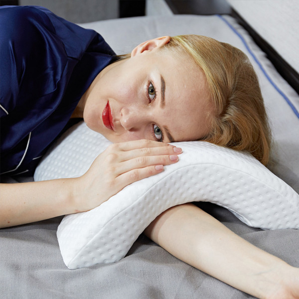 Ортопедическая Подушка туннель с памятью Memory Foam Pillow с тоннелем для руки для шеи с пеной Белая