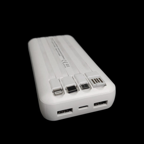Портативная беспроводная зарядка 20000 mAh для Type-C/micro USB/ Lightning Повербанк беспроводной на 20000