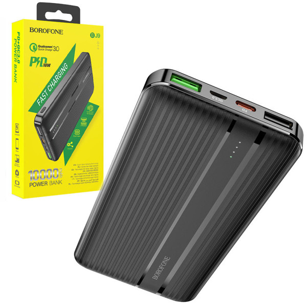 Портативный внешний аккумулятор  BJ9 10000 mAh чорный Power bank зарядное устройство повербанк usb Type-C