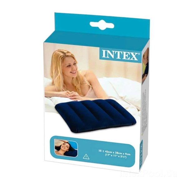 Надувная подушка под голову 2 шт Intex 43x28x9 см Синяя 68672 Туристическая дорожная походная для сна