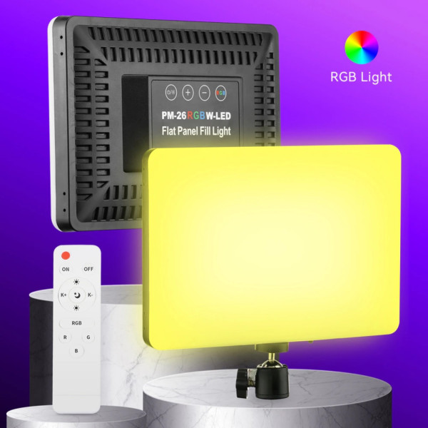 Светодиодная лампа прямоугольная разноцветная для блогера визажиста RGBW LED PM-26 Ra95+ 14 цветов