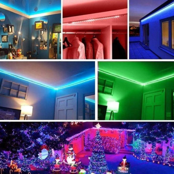 Светодиодная лента Led Strip RGB 5 м 2835 силиконовая с пультом и переходником светодиодное освещение
