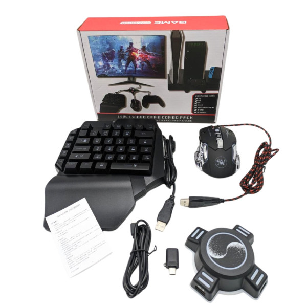 Набор с клавиатурой мышкой и конвертером Игровой для консолей Combo Gaming Клавиатура Мышь Хаб Mix