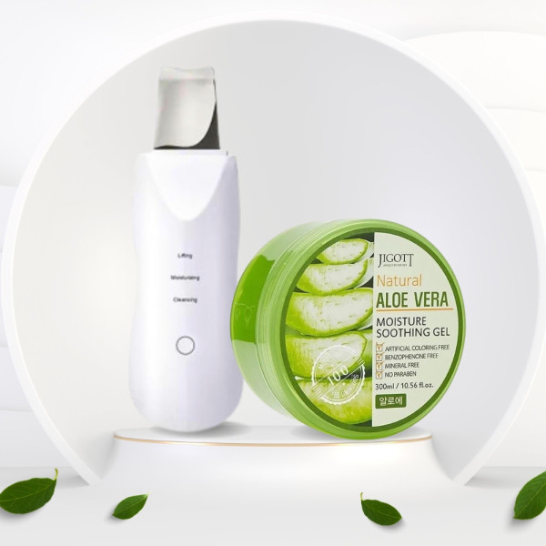 Скрабер ультразвуковой в комплекте с гелем с Aloe Vera набор для ухода за кожей