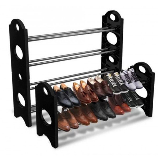 Полка органайзер для обуви стеллаж shoe rack складная стойка подставка черная обувница