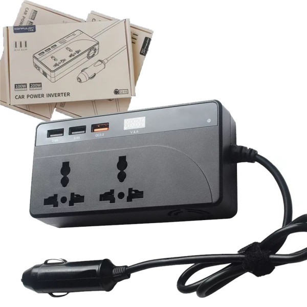 Преобразователь напряжения 100W/200W Konfulon CZ-01 автомобильный инвертор от аккумулятора 12Vв110V / 24Vв220V