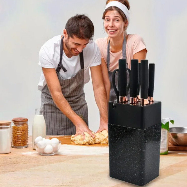Набор кухонных ножей на подставке Knife Set 7 предметов из нержавеющей стали Набор кухонных ножей на подставке Knife Set 7 предметов из нержавеющей стали