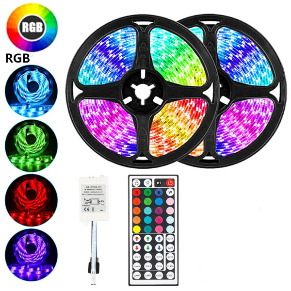 Светодиодная Лед лента RGB 5 м силиконовая с пультом и переходником светодиодное освещения на самоклейке