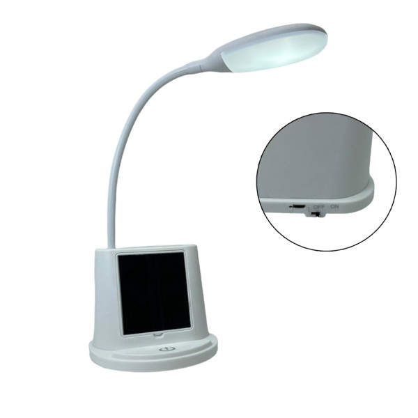 Настольный светильник светодиодный LED с зеркалом и подставка для телефона YW9071 Белая Лампа настольная