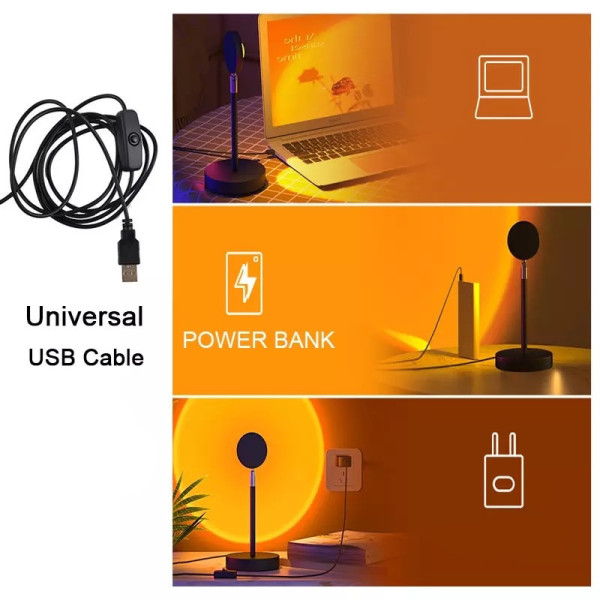 Проекционный светильник USB проектор атмосферная лампа для фото Sunset Lamp с пультом 16 цветов
