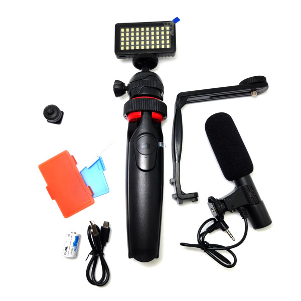 Набор для блогера Vlogger Kit штатив крепление для телефона микрофон LED свет комплект для видео со штативом