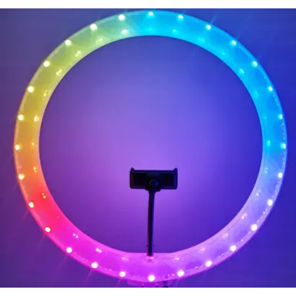 Светодиодная лампа кольцевая 3D RGB 26 см цветная двухсторонняя LED Селфи кольцо для фото блогеров от usb
